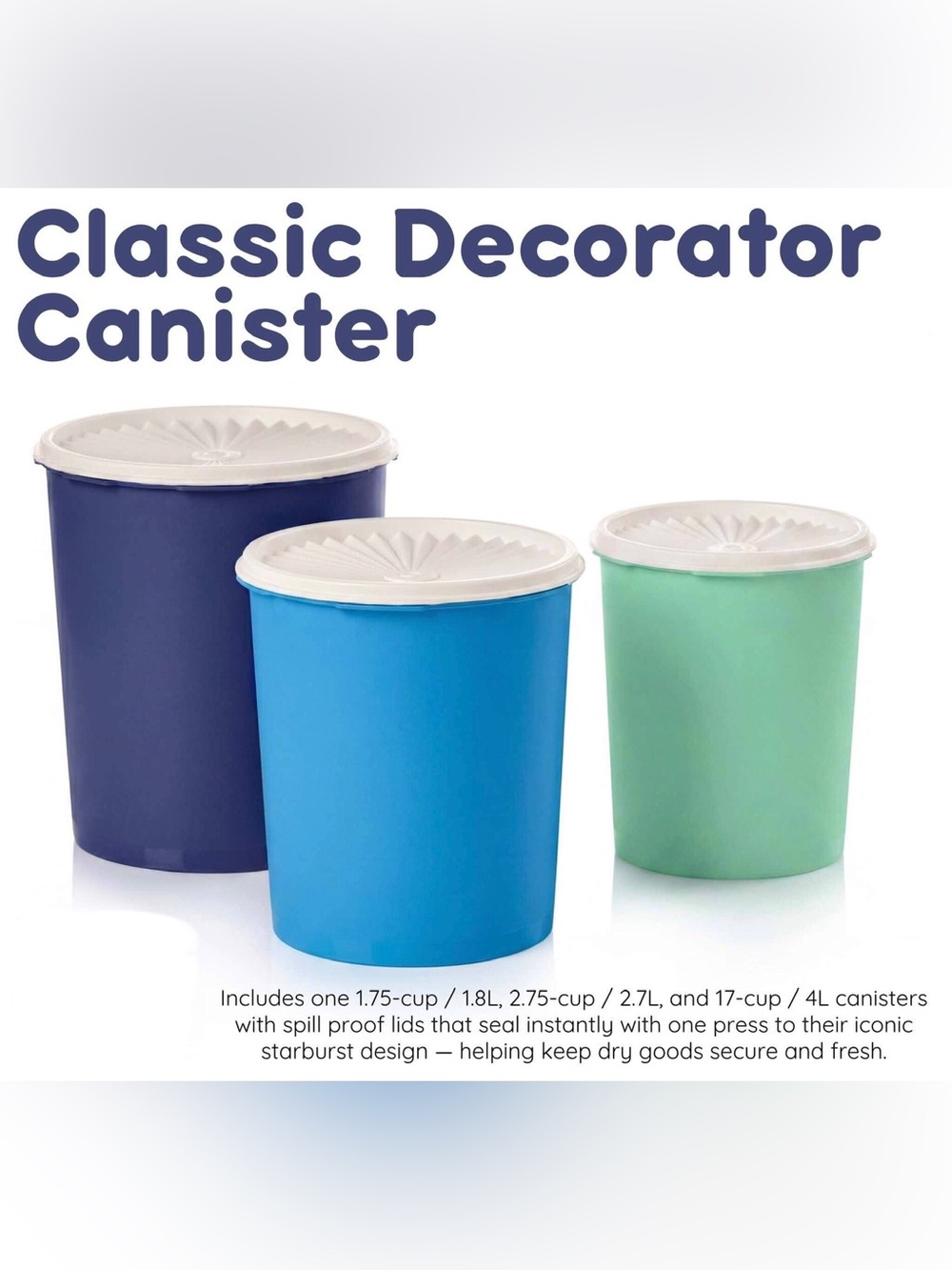 Tupperware Classic Decorator Canister Set of 3